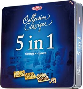 Tin Box Collection Classique 5-in-1 houten spellen (Tactic Games)